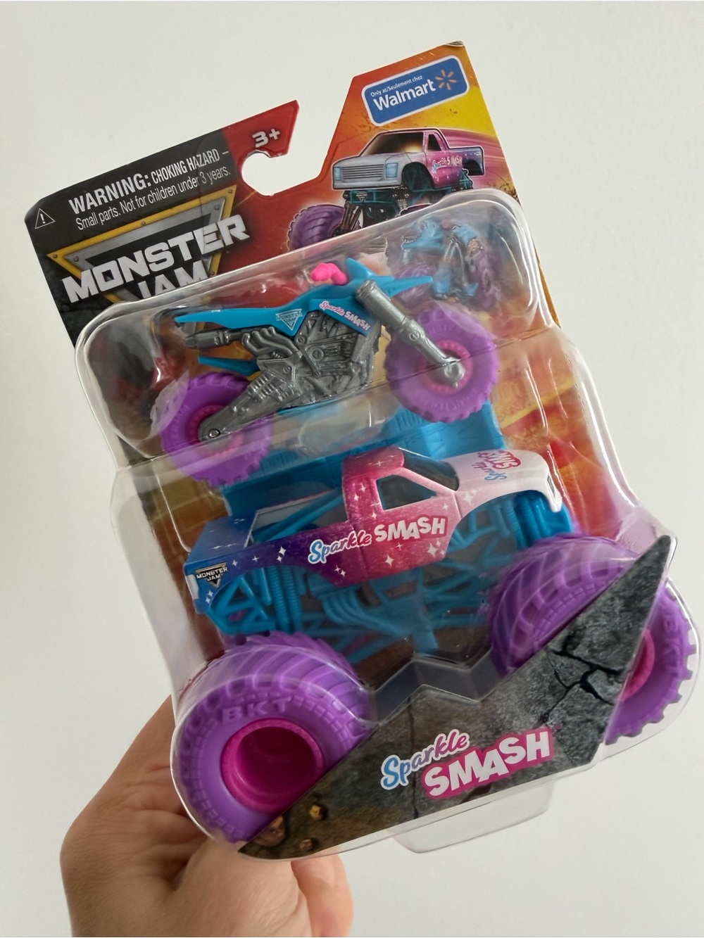 Monster Jam Sparkle Smash Monster Truck and Dirt Bike Vehicle 2-Pack